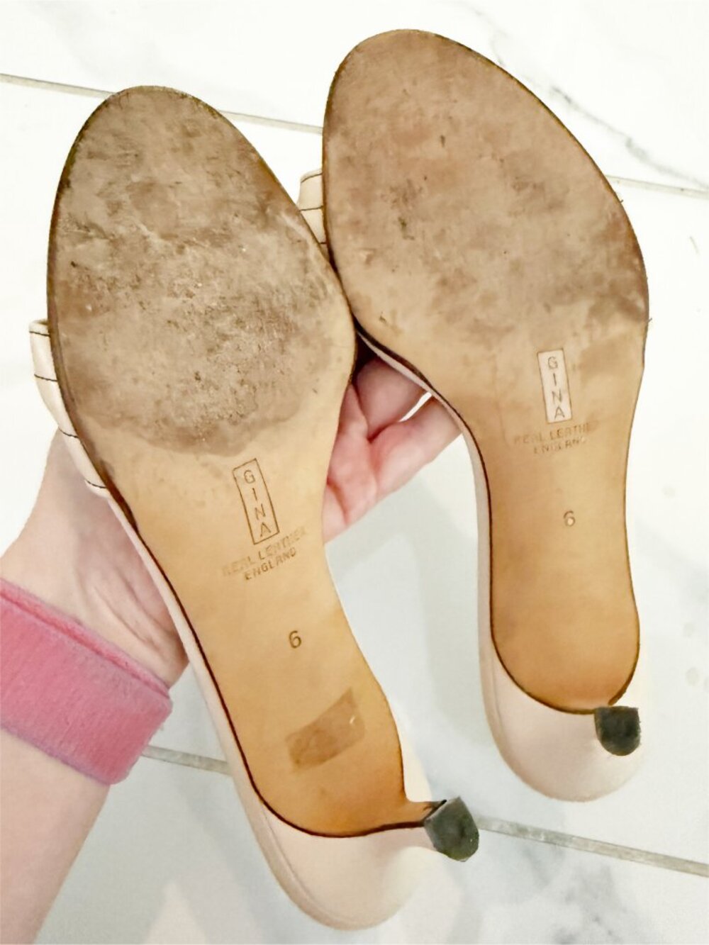 GINA Twist Leather in Bone Slide Heel Sandal 6 - Picture 7 of 10